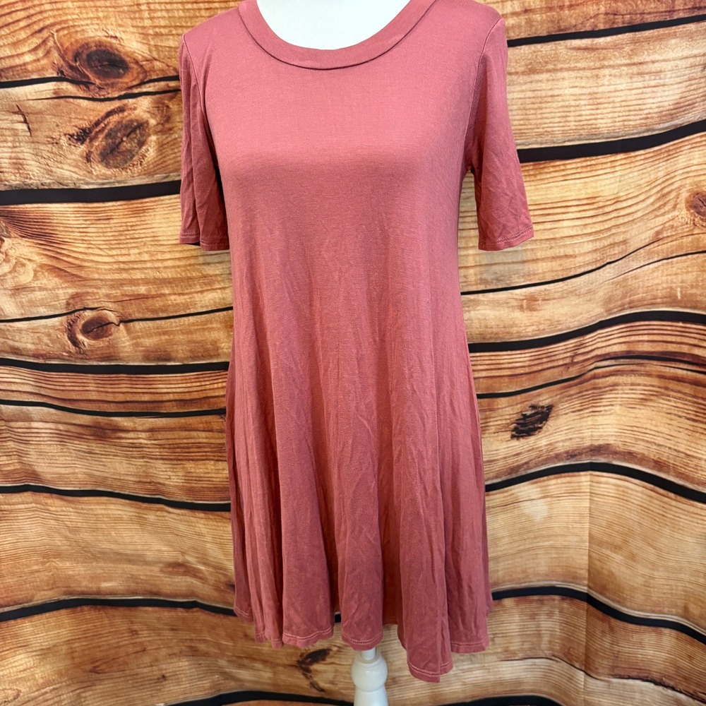 Amelia James Womens Mauve Short Sleeve Shirt Dress Size M